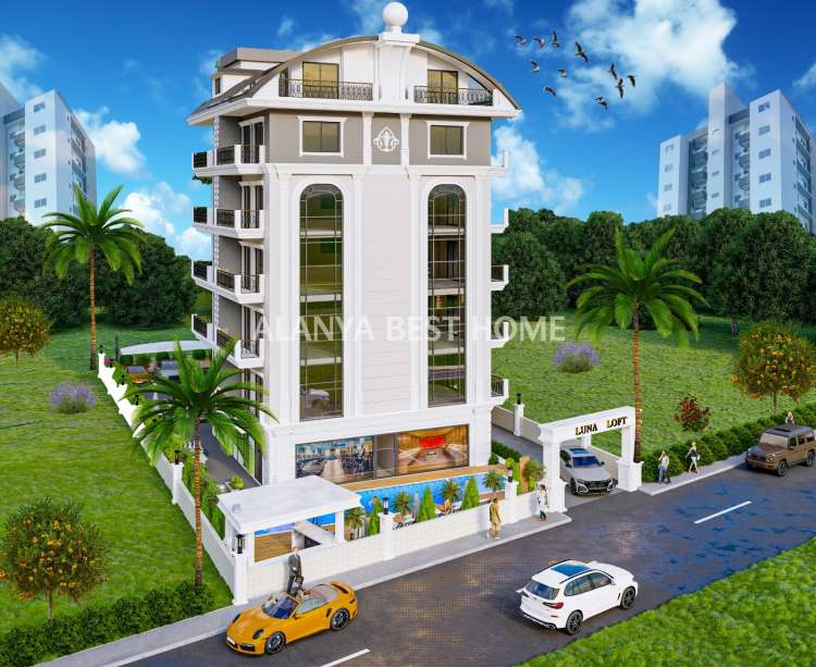 ALANYA MERKEZ'DE ULTRA LÜKS EŞYALI DENİZ KALE MANZARALI SİTE İÇERİSİNDE 2+1 DAİRE